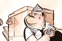 Office Fight - Watercolor/India Ink
