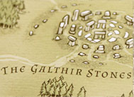 Mike Deas illustrated quest Map of Galthir stones for Tiny Realms a Mobile Action Strategy Game.