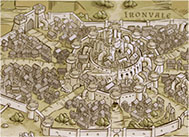Mike Deas illustrated quest Map of Ironvale for Tiny Realms a Mobile Action Strategy Game.